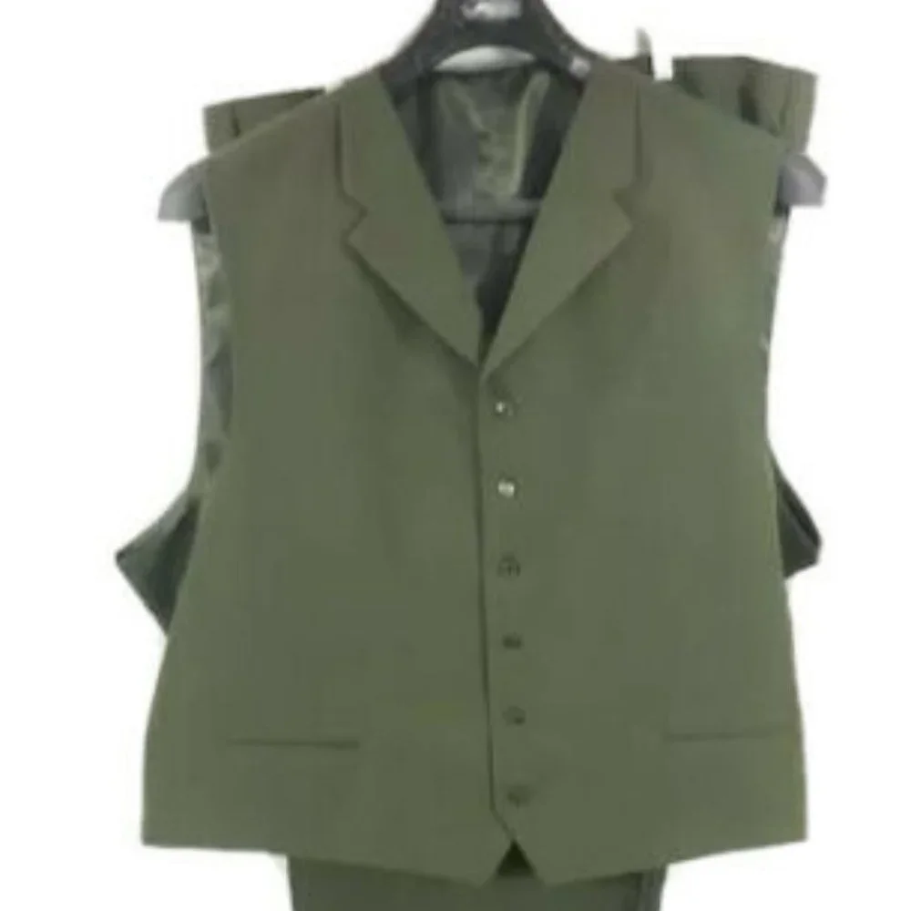 Pacelli Men's 3 Piece Suit Jacket Vest Pleated Pants Baggy Fit Wide Leg Size 60L